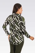 Tolga Saraçoğlu Minimalist Geometrik Desenli Uzun Kol Kadın Bluz TS10933 - 2