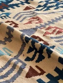96x170 cm El Dokuma Türk Halısı, Akrep Motifli Mavi ve Kahverengi Kilim, Bohem Vintage Oturma Odası Halısı - 2