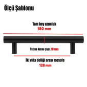 10 Adet RoseMary Mobilya Mutfak Çekmece Dolap Kapak Kulpu Kulbu 128 mm Mat Siyah Metal Kulp (10 ADET) - 2