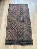 70x144 cm Küçük Boy El Dokuma Türk Kilimi, Akrep Motifli Vintage Kilim, Bohem Tarzı Benzersiz Ev Dekoru - 5