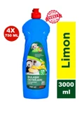Elde Bulaşık Deterjanı Üç Etkili Güç Limon 750ml x 4 - Yağ Çözücü Ve Ferah Limon Kokusu 4 lü - 1