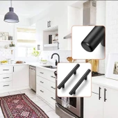 10 Adet RoseMary Mobilya Mutfak Çekmece Dolap Kapak Kulpu Kulbu 128 mm Mat Siyah Metal Kulp (10 ADET) - 3