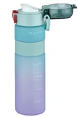 Vagonlife Çift Renk 800ml Kaydırmaz Silikon Gövde Rahat İçim-Pipetsiz- Motivasyon Su Matarası - 11