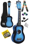 Midex UKX-500BL Sunburs Efektli Maun Soprano Ukulele Full Set - 1