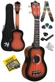 Midex UKX-500RD Sunburs Efektli Maun Soprano Ukulele Full Set - 1