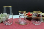 Lav Alya Gold Yaldızlı 24 Parça Çay-Meşrubat Su Takımı - 1