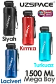 Uzspace FiftyFifty PİPETLİ  MEGA BOY 1500ml Tritan Su Matarası - 1