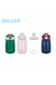 DILLER Tek Kapak Çift Kullanım Pipetli/Pipetsiz 420ml Askılı Çelik Su Matarası  6 saat sıcak/soğuk - 10