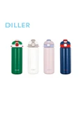 DILLER 700ml Tek Kapak Çift Kullanım Pipetli/Pipetsiz Askılı Çelik Su Matarası  6 saat sıcak/soğuk - 4