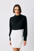Omuz Aksesuarlı Bluz - Siyah - 4