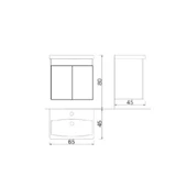 Denko Sava 65 cm MDF Beyaz Banyo Dolabı Alt Modül ve Lavabo - 3
