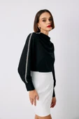 Omuz Aksesuarlı Bluz - Siyah - 3