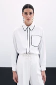 Cep Detaylı Salaş Gömlek - Ekru - 1
