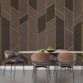 Ahşap Kahverengi Gold Desenli 3 Boyutlu 3D Duvar Kağıdı - 5