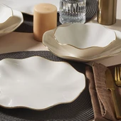 GÜRAL PORSELEN Nesrin 18 Parça 6 Kişilik Yemek Takımı Altın File 20 thumbnail 2