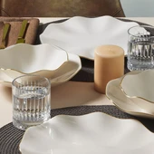 GÜRAL PORSELEN Nesrin 18 Parça 6 Kişilik Yemek Takımı Altın File 20 thumbnail 4