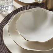 GÜRAL PORSELEN Nesrin 18 Parça 6 Kişilik Yemek Takımı Altın File 20 thumbnail 3