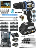 Eisenn Germany EM-3000 Darbeli Kömürsüz Motor Samsung Pilli 2 Akülü Vidalama Matkap + 84 Parça Aksesuar Set - 1