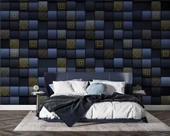 Lacivert 3 Boyutlu 3D Kare Duvar Kağıdı thumbnail 2