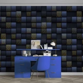Lacivert 3 Boyutlu 3D Kare Duvar Kağıdı thumbnail 4