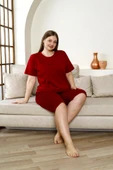 Nisanca %100 Pamuk  Büyük Beden Kısa Kol Kapri Kadın Pijama Takımı - 7