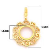 Çeyrek Altın Çerçeveli Kolye Ucu Altın Kaplama TGR-684 thumbnail 3