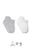 Bistyle 2'Li Sneakers Kaymaz Basic Penye Çorap 20103 Gri Beyaz - 1