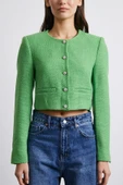 Cep Detaylı Düğmeli Tüvit Ceket Fıstık Yeşili - 5