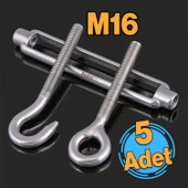 Çelik Kanca Yük Halat Gerdirme Germe Gergi Galvanizli Paslanmaz M16 Yüksek Dirençli Aparatı 5 Adet thumbnail 1
