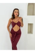 Premium Vücuda Oturan Örme Büzgülü Özel Dekolte Detaylı Abiye Elbise - 5
