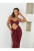 Premium Vücuda Oturan Örme Büzgülü Özel Dekolte Detaylı Abiye Elbise - 2