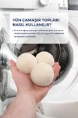3’lü Yün Kurutma Topu Doğal Çamaşır Yumuşatıcı - Keçe Kurutma Makinası Topları - Kırışık Önleyici, Tüy Toplayıcı ve Lavanta Yağ Hediye - 4
