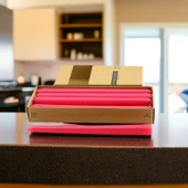 Şamdan Mum 10'lu Düz Kırmızı Dekoratif Mumu Kandil Hediyelik Fitilli Mumluk 25 cm - 5