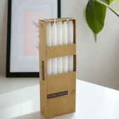 Şamdan Mum 10'lu Düz Beyaz Dekoratif Mumu Kandil Hediyelik Fitilli Mumluk 25 cm - 3