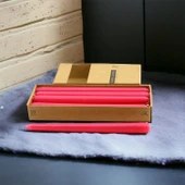 Şamdan Mum 10'lu Düz Kırmızı Dekoratif Mumu Kandil Hediyelik Fitilli Mumluk 25 cm - 4