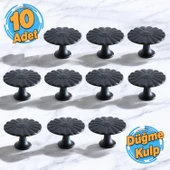 10 Adet Güneş Düğme Mat Siyah Kulp Mobilya Mutfak Dolabı Çekmece Dolap Kapak Kulpu Kulbu Kulb Metal thumbnail 1