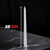 Şamdan Mum Burgulu 2'li Beyaz Dekoratif Mumu Kandil Hediyelik Fitilli Mumluk 25 cm - 2