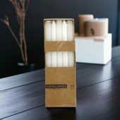 Şamdan Mum 10'lu Düz Beyaz Dekoratif Mumu Kandil Hediyelik Fitilli Mumluk 25 cm - 5