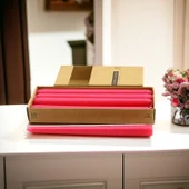 Şamdan Mum 10'lu Düz Kırmızı Dekoratif Mumu Kandil Hediyelik Fitilli Mumluk 25 cm - 6