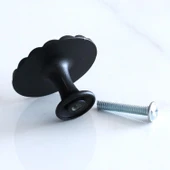 10 Adet Güneş Düğme Mat Siyah Kulp Mobilya Mutfak Dolabı Çekmece Dolap Kapak Kulpu Kulbu Kulb Metal thumbnail 6