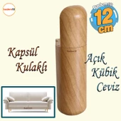 Kapsül Ayak 12 cm Mobilya Yükseltici Kanepe TV Ünitesi Koltuk Ayağı Baza Ayakları Açık Kübik Ceviz - 1