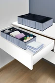 4'lü Lacivert Çizgili Dolap-çekmece Içi Organizer Seti 28x28x13 (X1) / 28x13x13 (X1) / 13x13x13 (X2) - 1