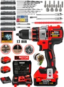 Waltmann Alman 2400 Red Orginal 13 MM Metal Mandren Brushless Motor Akülü Darbeli Matkap 10 Pilli - 1