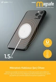 Polosmart Psm68 Magsafe Mıknatıslı Kablosuz Şarj Cihazı Beyaz Type-c Giriş 1.5M(Teşhir) - 4