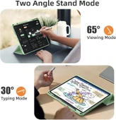 Apple İPad Pro 11 inç M4 2024 Uyumlu Kılıf Pen Slot Charging Case Kalem Bölmeli A2836 A2837 A3006  AÇIK YEŞİL - 4