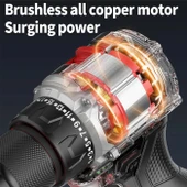 Wacker Pro Alman 4200 G Orginal 13 MM Metal Mandren Brushless Motor Akülü Darbeli Matkap 10 Pilli - 3
