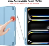 Apple İPad Pro 11 inç M4 2024 Uyumlu Kılıf Pen Slot Charging Case Kalem Bölmeli A2836 A2837 A3006  MAVİ - 4