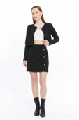 Ekose Tüvit Blazer Ceket Mini Etek Takım - 9