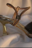 Gold Simli Desenli Kadın Abiye Ayakkabı - 5