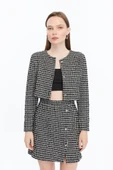 Ekose Tüvit Blazer Ceket Mini Etek Takım - 1